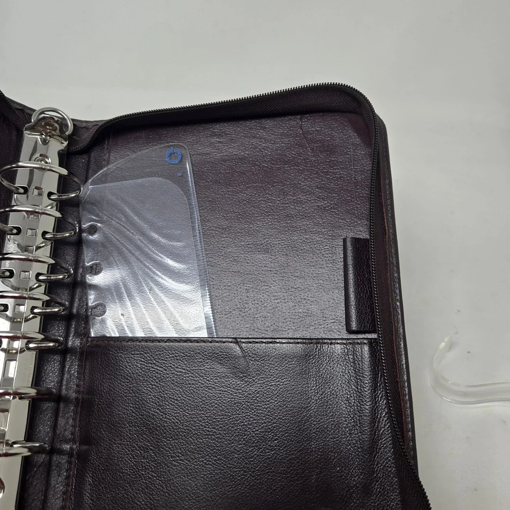 Franklin Covey 7 Ring Zippered Leather Planner Binder Ox Blood Top Grain Cowhide